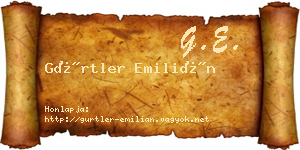 Gürtler Emilián névjegykártya